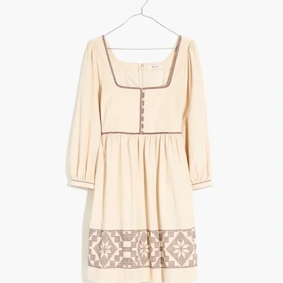 Madewell Embroidered Snowflake Quilt Mini Dress (Size 10)
